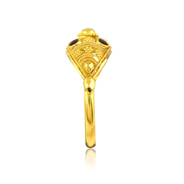 Floral Meena Gold Ring - Senco Gold and Diamonds