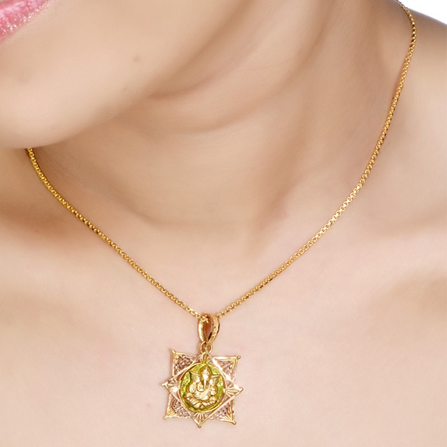 Verdant Ganapati Gold Pendant - Senco Gold and Diamonds