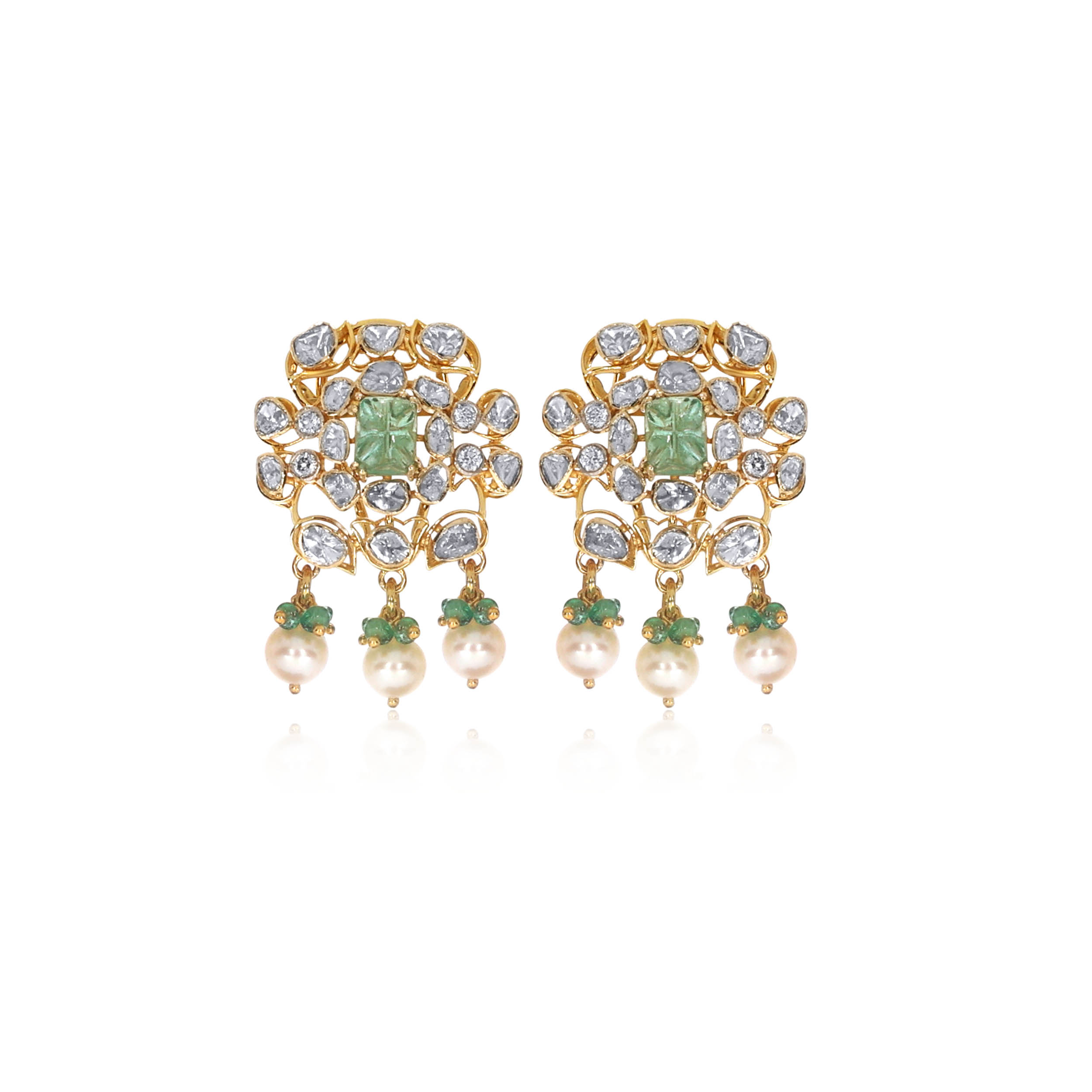 Grand Bloom Polki Hoop Earrings - Senco Gold and Diamonds