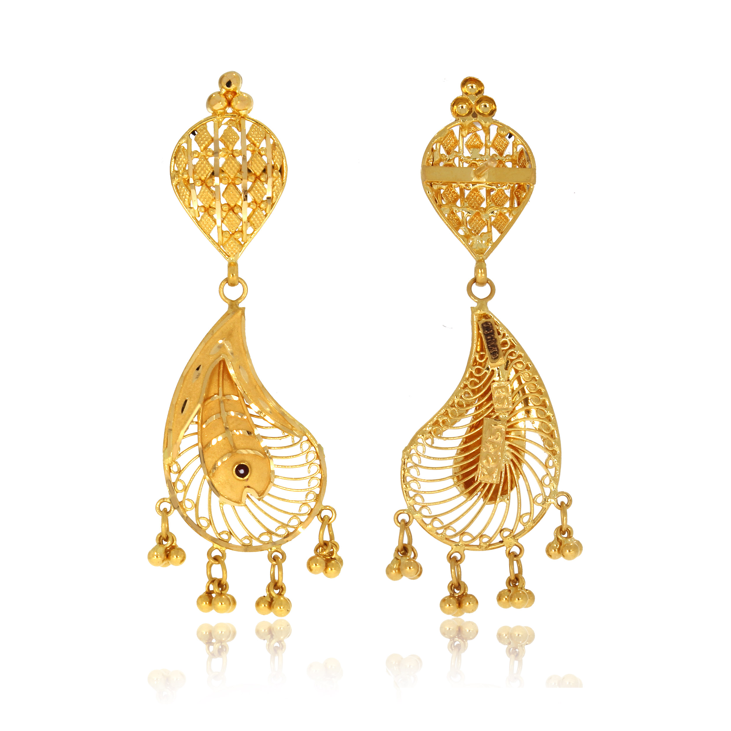 Creative Paisley Gold Drop Earrings - Senco Gold and Diamonds