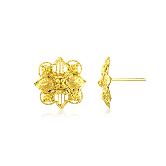Ethnic Splendour Gold Studs - Senco Gold and Diamonds