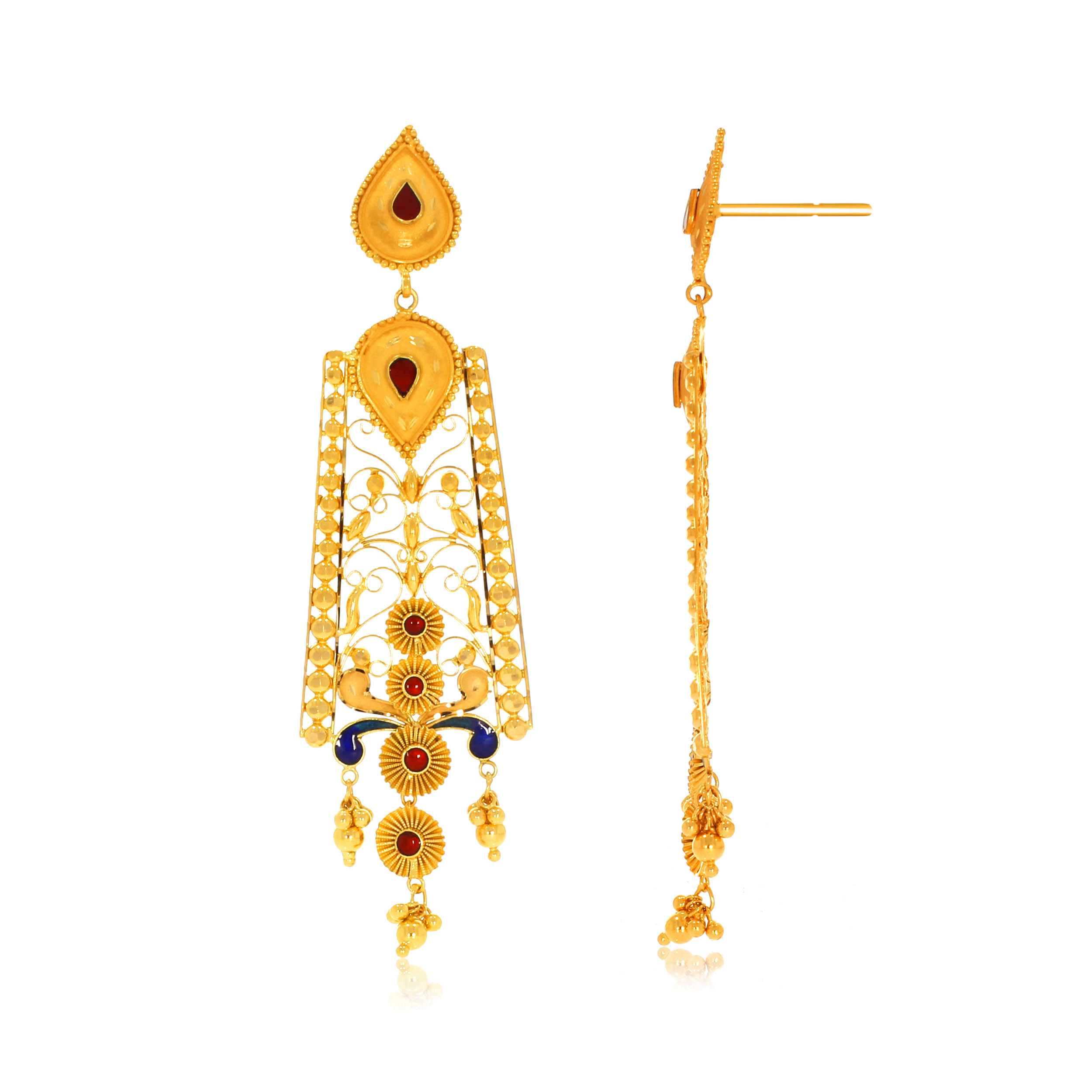Excellent Craft Gold Danglers - Senco Gold and Diamonds