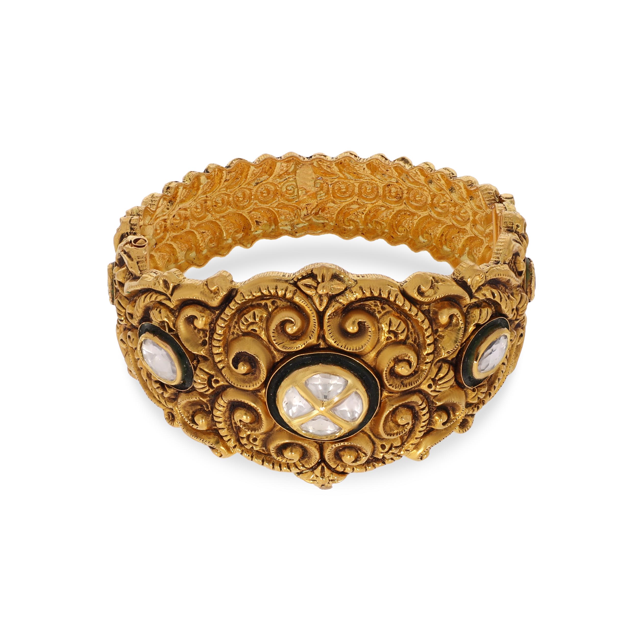 Princess Bloom Antique Gold Chur Bangle - Senco Gold and Diamonds