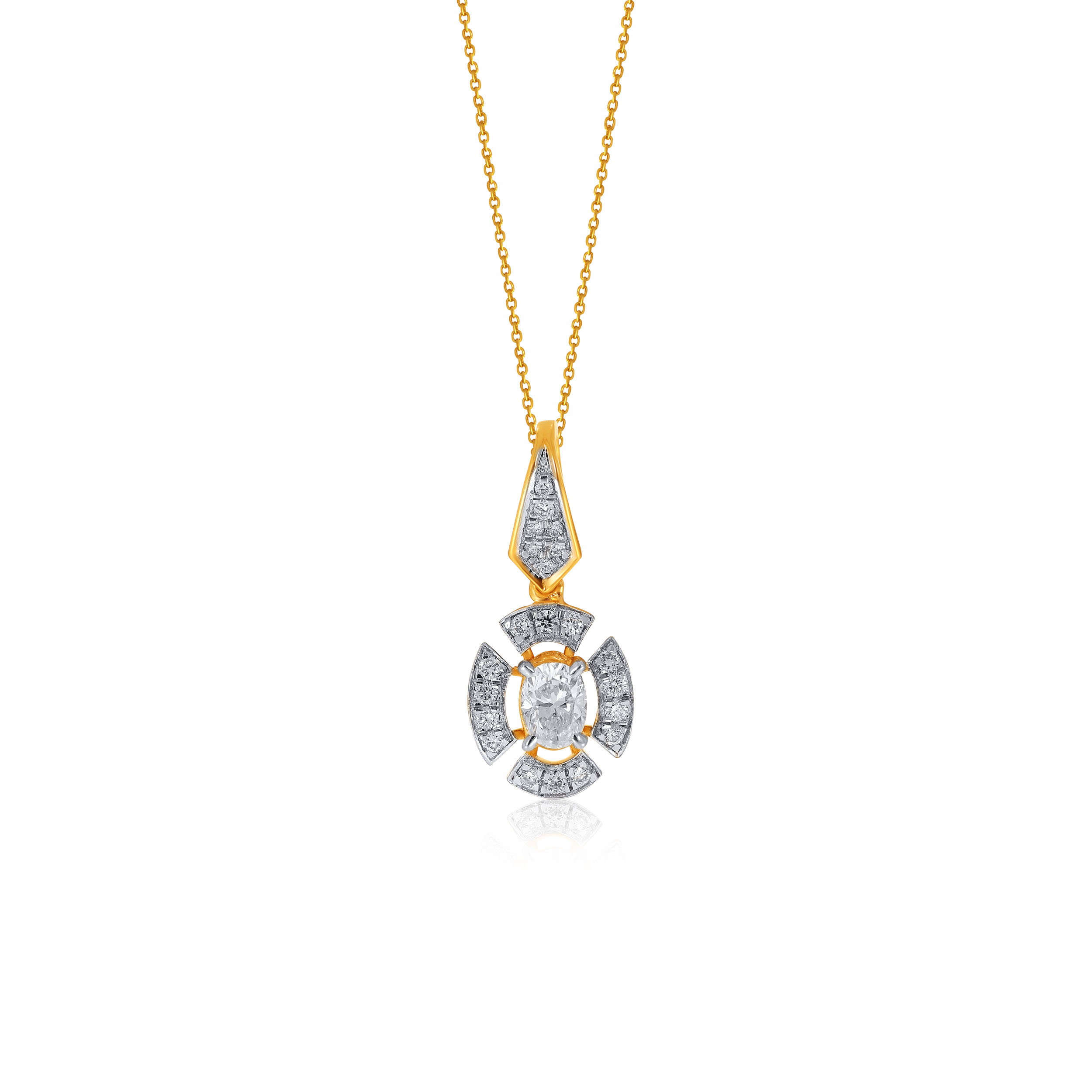 Oval Bloom Solitaire Pendant - Senco Gold and Diamonds
