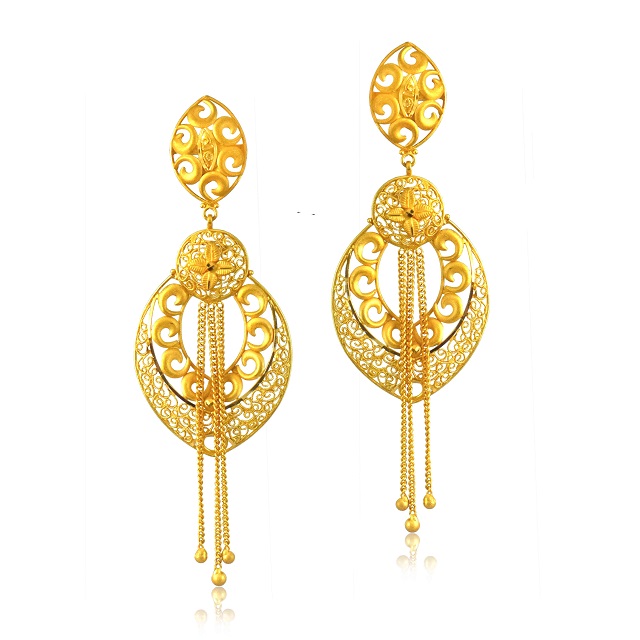 Overlapped Petals Gold Earrings - Senco Gold and Diamonds