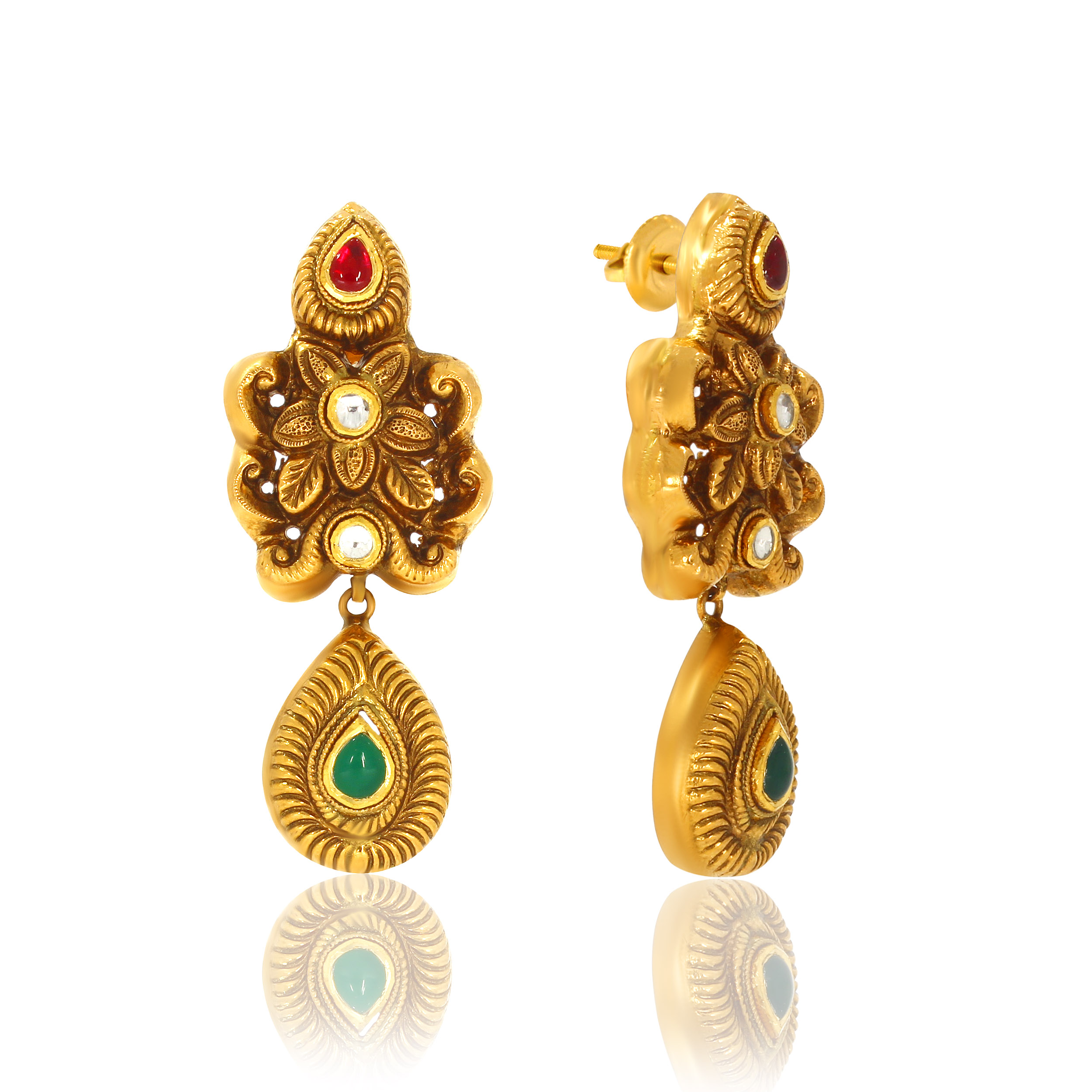 Mesmerizing Antique Gold Drop Earrings - Senco Gold and Diamonds