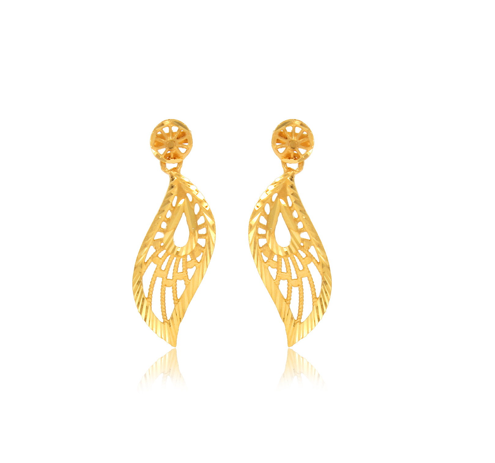 Artistic Wave Gold Drop Earrings - Senco Gold and Diamonds